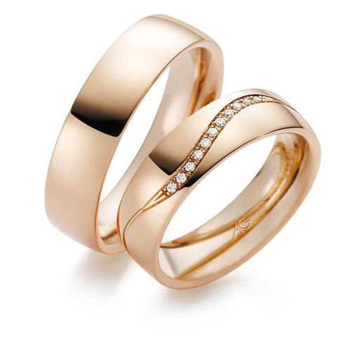 Gifteringer i rosé gull 14 kt, 5 mm. GERSTNER - 28614