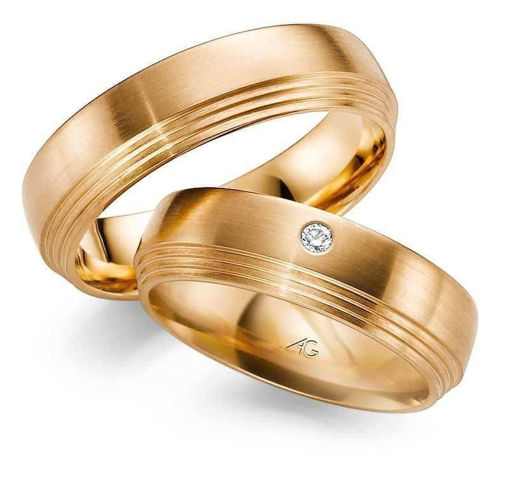 Gifteringer i rosé gull 14 kt, 6 mm. GERSTNER - 28562