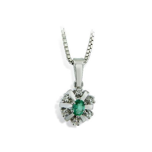 Diamantsmykke med 0,06 ct W-Si og smaragd-270158