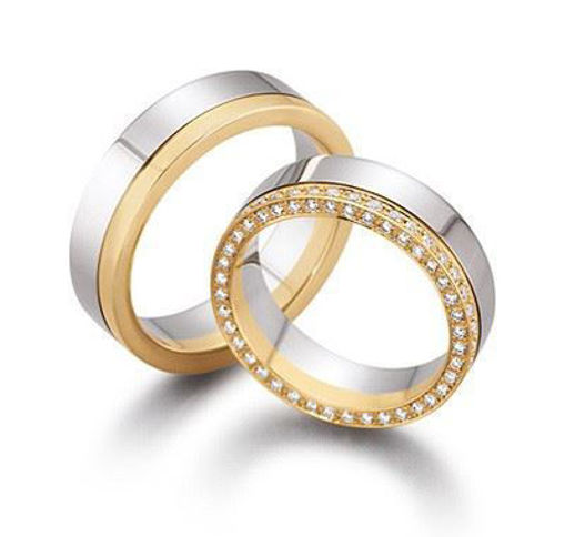 Gifteringer i hvitt & gult gull 14 kt, 6 mm. GERSTNER -28004