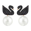 Swarovski Iconic Swan Pierced Earring Jackets, Black, Rose-gold tone plated øredobber - 5193949