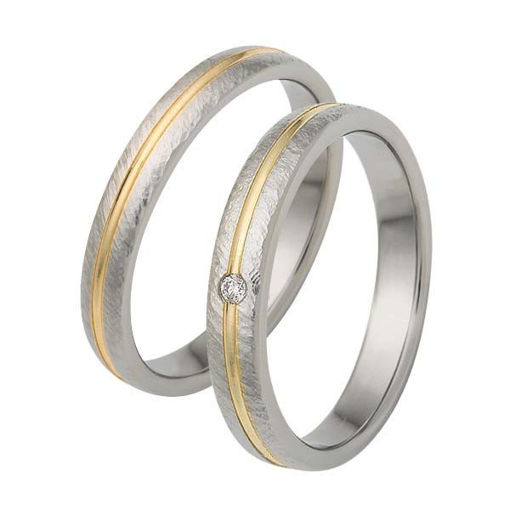 Gifteringer i stål & gult gull, 3,5 mm med diamant. RAUSCHMAYER - 1160090