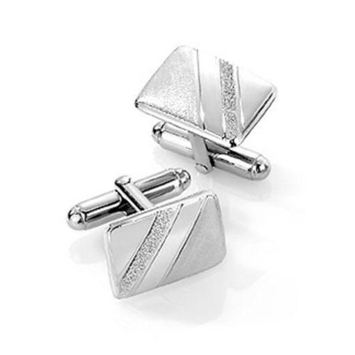 Mansjettknapper i sølv med metall bakstykke. Rhodinert - 63806