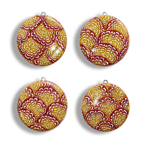 	Smykke Krysantemum, burgunder og oransje, håndlaget -28020701