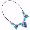 Håndlaget collier,  blå hjerter - 2802070