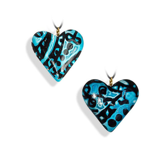 Hjertesmykke blå, håndlaget 34x34 mm-28020721 