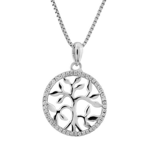 Livets tre i sølv med zirkonia - 2986542