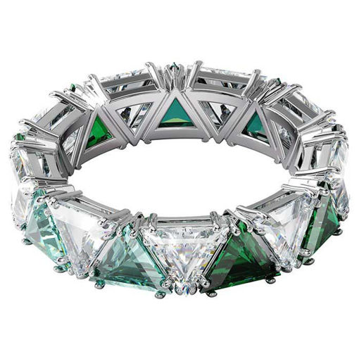 Swarovski Millenia cocktail ring Triangle cut crystals, Green, Rhodium plated - 5608529