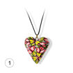 Håndlaget hjertesmykke Hidden Magic, flerfarget mønster 24x28 mm - 28020734