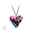 Håndlaget hjertesmykke  Hidden Magic, rosa & blå mønster 38x35 mm - 28020735