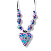 Collier med hjerte, Kaleidoskop i blå og lilla - 280207483