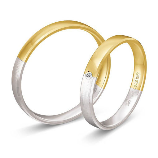 Gifteringer i hvitt & gult gull 9 kt, 3 mm. BASIC LIGHT - 14805637