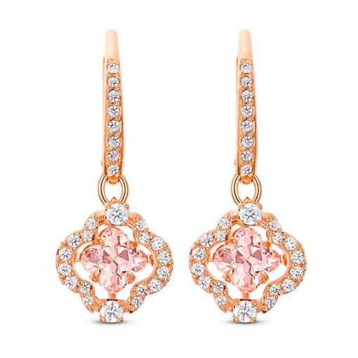 Swarovski Sparkling Dance Clover Pierced Earrings, Pink, Rose-gold tone plated øredobbe - 5516477