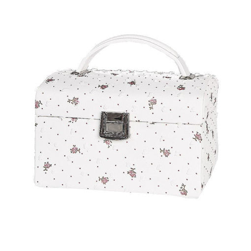 Smykkeskrin til barn, hvit/rosa  med blomster - 3463614