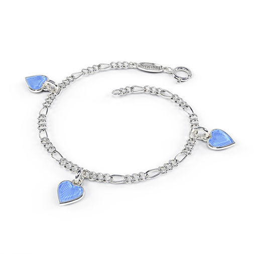 Charms-armbånd i sølv - Lys blå hjerter  - 22502