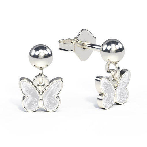 Øreheng i sølv - Små hvite sommerfugler - 32000603