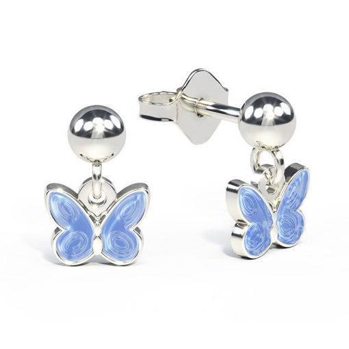 Øreheng i sølv - Små lyseblå sommerfugler - 32000602