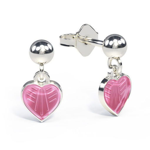 Øreheng i sølv - Små rosa hjerter - 22000601