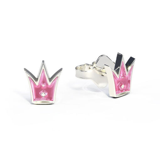 Ørestikk i sølv - Små rosa prinsessekroner - 4200601