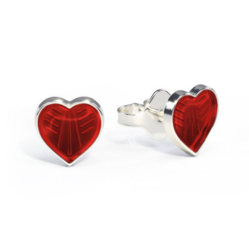 Ørestikk i sølv - Små røde hjerter - 2200611