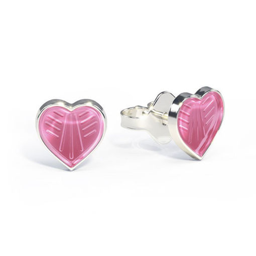 Ørestikk i sølv - Små rosa hjerter - 2200601