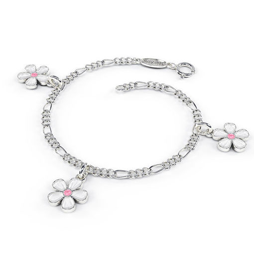 Charms-armbånd i sølv - Hvite blomster - 90503