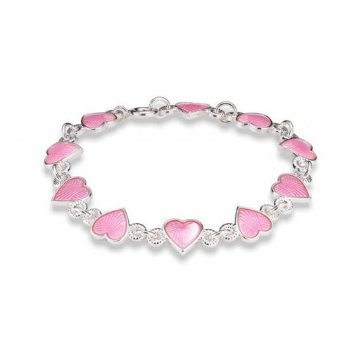 Armbånd i sølv - Rosa hjerter