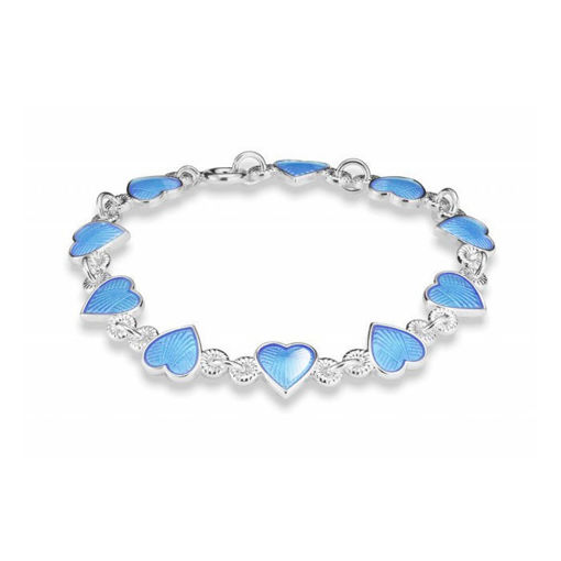 Armbånd i sølv - Lys blå hjerter