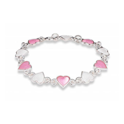 Armbånd i sølv - Rosa hvite hjerter