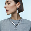 Swarovski øredobber Harmonia earrings Cushion cut crystals, white, mixed metal finish - 5600943