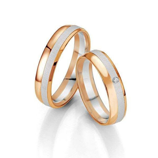 Gifteringer i hvitt og rødt gull 14 kt, 5 mm. Smart line - 4807069