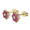 Diamantøredobber i gull med 0,02 ct W-SI og rubin - 32057315