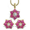 Diamantsmykkesett  med diamanter & rubiner-320573110