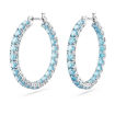Swarovski øredobber Matrix hoop earrings Round cut, Blue, Rhodium plated - 5647446