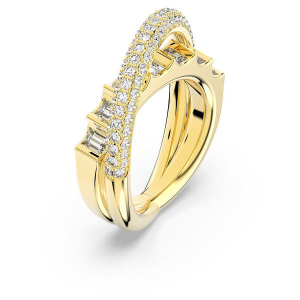 Swarovski Rota cocktail ring Mixed cuts, White, Gold-tone plated ...