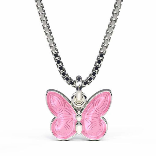 Smykke Halskjede i sølv - Rosa sommerfugl - 32701