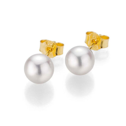 Perleøredobber med Akoya perler 7,5-8 mm lås i 14 kt gull - 22551