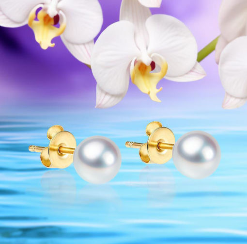 Perleøredobber med Akoya perler 6,5-7 mm lås i 14 kt gull - coc3000195