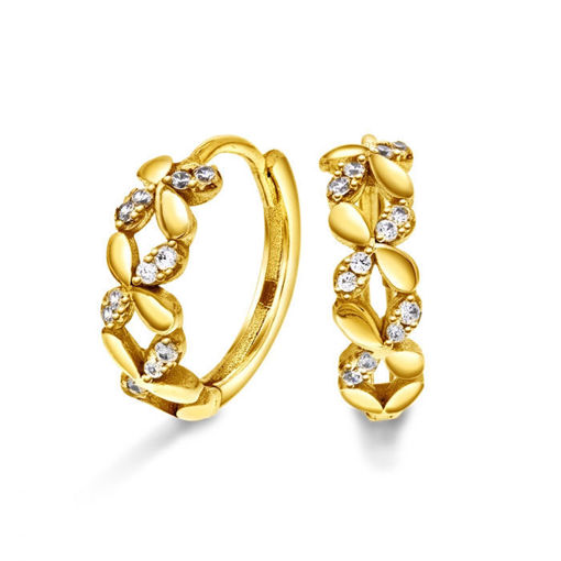 Gulløredobber øreringer i gult gull 14 kt med zirkonia - 531570
