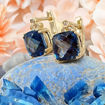 Diamantsett i gult gull med London Blue Topas - COC6490/COC4250