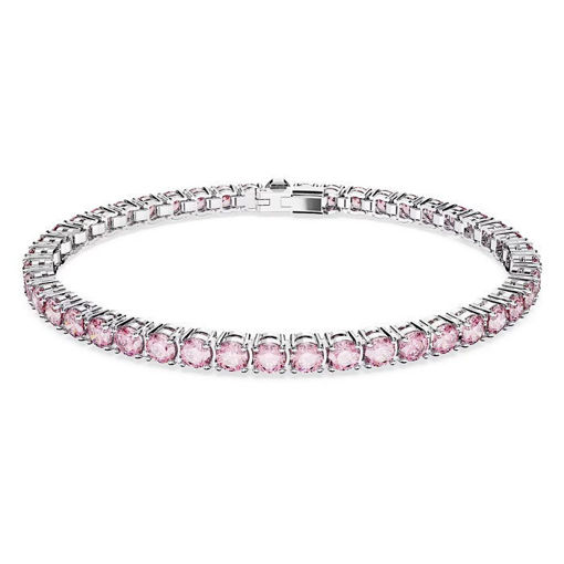 Swarovski armbånd Matrix Tennis bracelet Round cut, Pink, Rhodium plated - 5648931