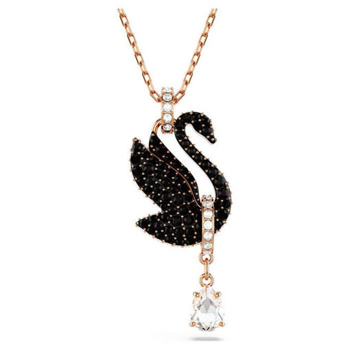 Swarovski smykke Swan, Black, Rose gold-tone plated - 5678045