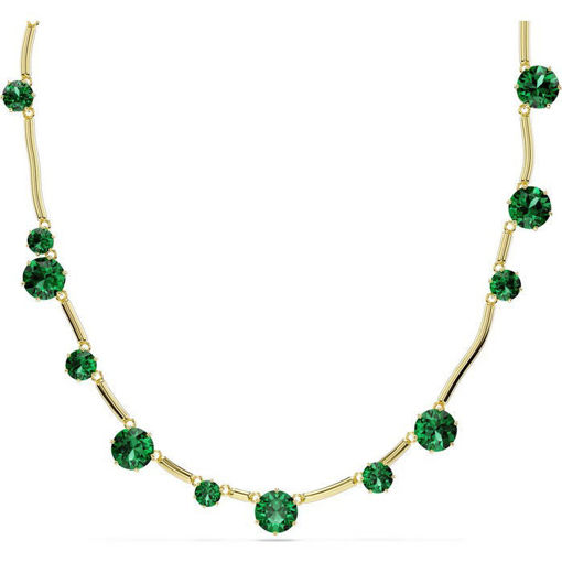 Swarovski collier strand, Mixed round cuts, Green, Gold-tone plated - 5689218