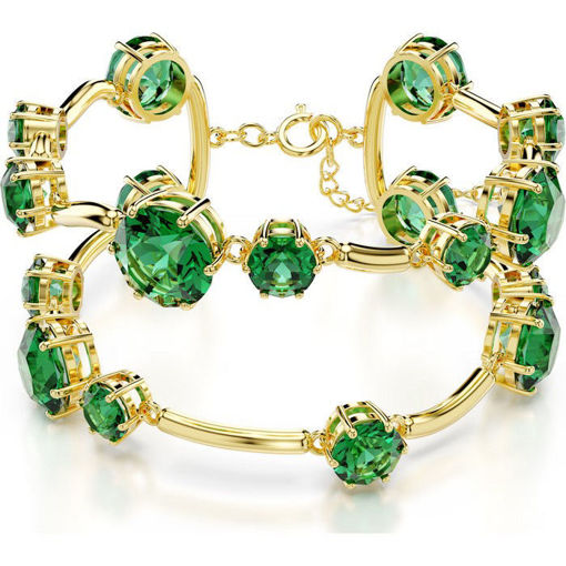Swarovski armbånd Constella double Mixed round cuts, Green, Gold-tone plated - 5689219