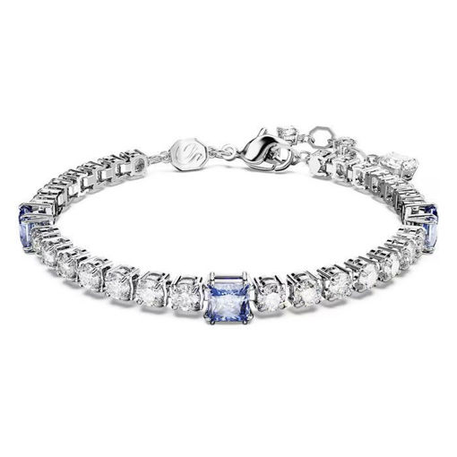 Swarovski armbånd Matrix Tennis bracelet Mixed cuts, Blue, Rhodium plated - 5666426