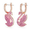 Swarovski øredobber Iconic Swan drop Pink, Rose gold-tone plated - 5647544