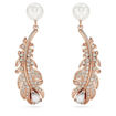 Swarovski øredobber Nice drop Mixed cuts, Feather, White, Rose gold-tone plated - 5663487