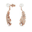 Swarovski øredobber Nice drop Mixed cuts, Feather, White, Rose gold-tone plated - 5663487