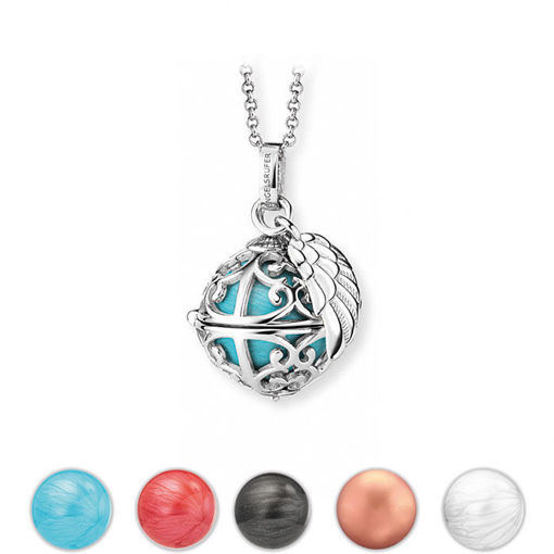 Sølvsmykke Englehviskeren  14x14mm med klangkule, flere farger