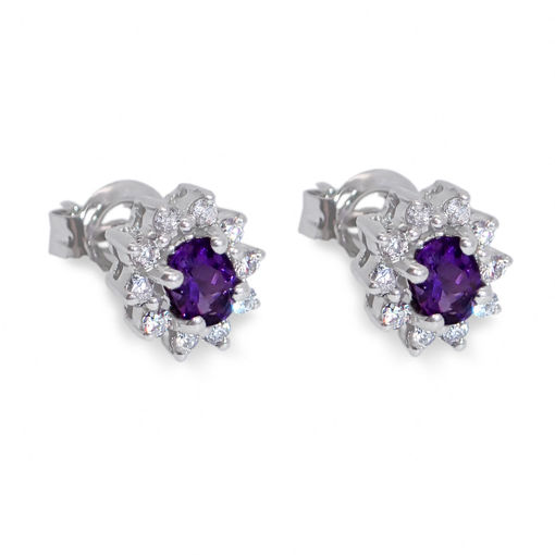 Diamantøredobber i gull med 0,18 ct TW-Si og ametyst - COC0390